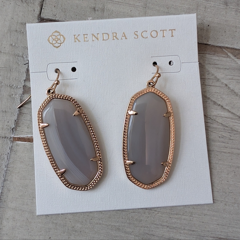 Kendra Scott Elle Gray Cats Eye and Rose Gold Earrings